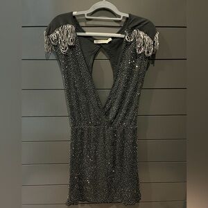 Garner grace beaded black mini dress